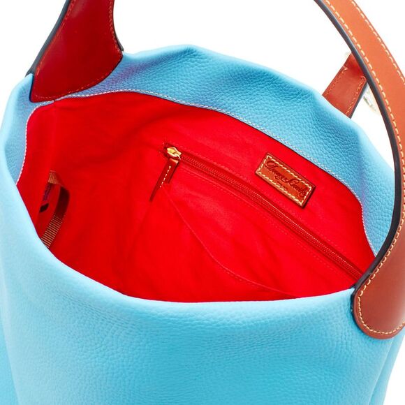 Dooney & Bourke Pebble Grain Logo Lock Shoulder Bag with Pouch - Sky Blue - Picture 3 of 4